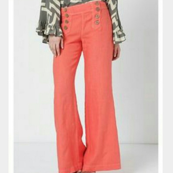 Anthropologie Pants - Anthro Elevenses [4] Wide Leg Sailor Linen Pants